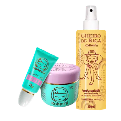 Imagem do produto Kit Frescor Hidratação Kokeshi Pele de Porcelana Olhos Gueixa Cheiro Rica N2 Floral Fresco Frutado