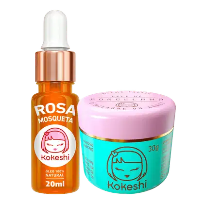 Imagem do produto Kit Pele de Porcelana + Óleo de Rosa Mosqueta Puro Kokeshi