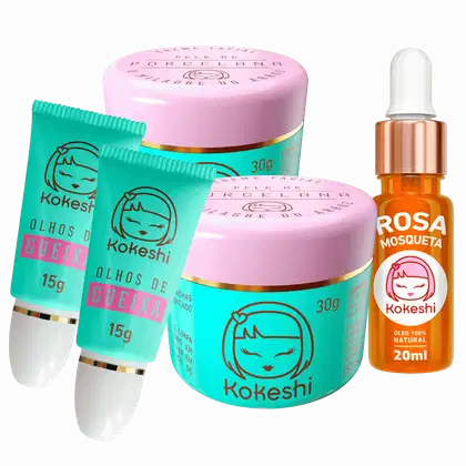 Imagem do produto Renovadores Faciais Kokeshi + Óleo de Rosa Mosqueta Super Kit Pele de Porcelana Vidro