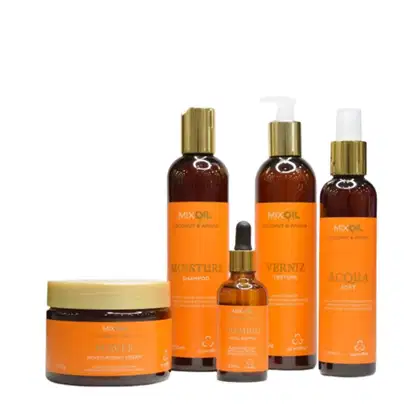 Kit com shampoo, condicionador, máscara, body spray e sérum capilar Grandha Mix Oil.