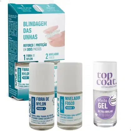Imagem do produto Kit Blindagem Unhas + Base Top Coat Efeito Gel 10 Dias