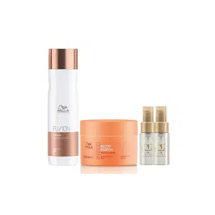 Imagem do produto Kit Wella Professionals Shampoo fusion 250ml, Máscara Nutri-Enrich 150ml e Óleos