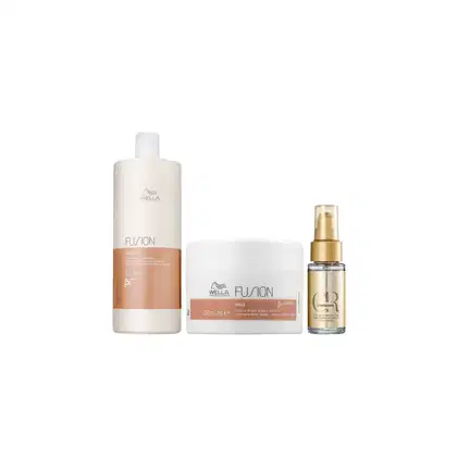 Kit Wella Professionals Fusion Salon + Oil Reflections Triple Care, 3 produtos.