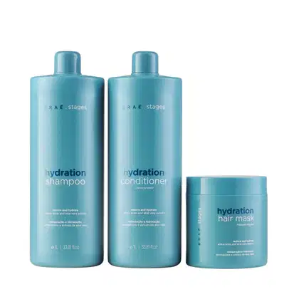 Imagem do produto Kit Braé Stages Hydration - Shampoo 1L + Condicionador 1L + Máscara 500g