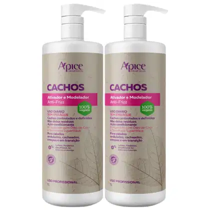 Imagem do produto Kit 2 Ativador E Modelador De Cachos Apse Apice Vegano Anti Frizz Creme De Pentar Uso Diario 1L