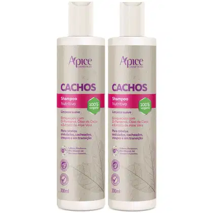 Imagem do produto Kit 2 Shampoo Nutritivo Cachos Apse Apice Vegano Cabelo Sem Sulfato 300ml