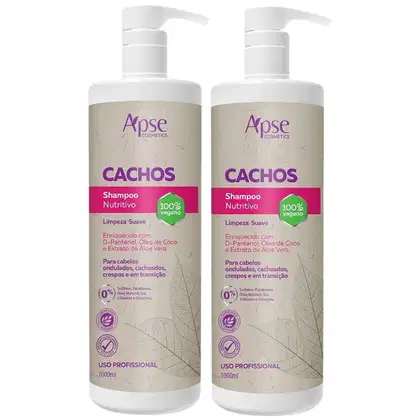 Imagem do produto Kit 2 Shampoo Nutritivo Cachos Apse Apice Vegano Anti Frizz Creme De Pentar Uso Diario 1L