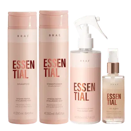 Imagem do produto Kit Braé Essential Shampoo 250ml + Condicionador 250ml + Spray Finalizador 260ml + Sérum Oil Blend 60ml
