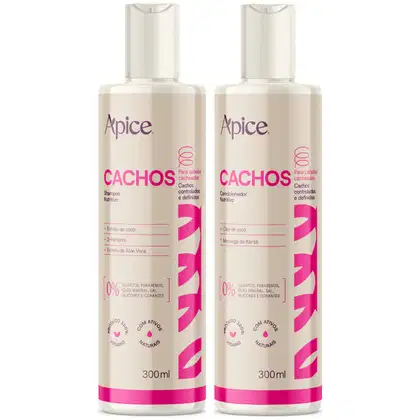 Imagem do produto Kit Apice Cachos Shampoo e Condicionador Nova Fragrância Limpeza Suave Hidratação Capilar 300
