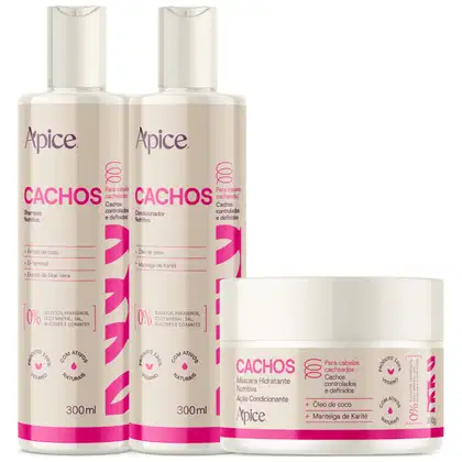 Imagem do produto Kit Apice Cachos Shampoo + Condicionador + Mascara Hidratante Capilar Nova Fragrância 300ml