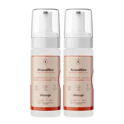 Imagem do produto 2x Espuma Natural de Higiene Íntima SENSITIVE | 150mL | Limpeza Suave, Hidratação e pH Equilibrado para Peles Sensíveis