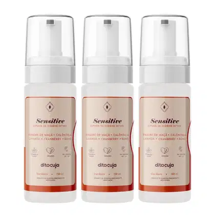 Imagem do produto 3x Espuma Natural de Higiene Íntima SENSITIVE | 150mL | Limpeza Suave, Hidratação e pH Equilibrado para Peles Sensíveis