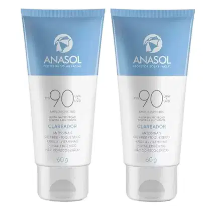 Imagem do produto Kit Anasol 2 Protetor Solar Facial Clareador FPS 90