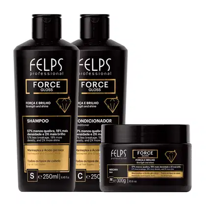 Imagem do produto Kit Felps Force Gloss — Shampoo 250ml + Condicionador 250ml + Máscara Capilar 300g