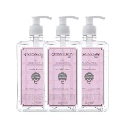 Imagem do produto Kit Álcool Em Gel Higienizante Giovanna Baby Classic Rosa 500ml (3 unidades)
