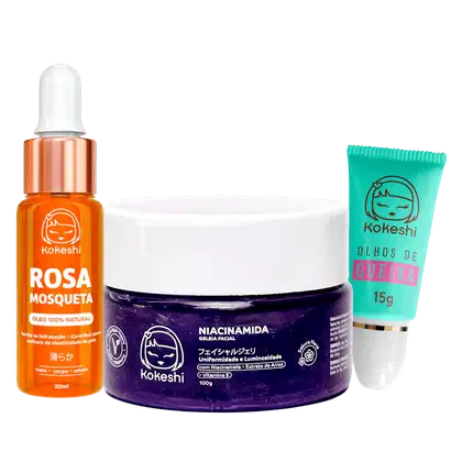 Imagem do produto Kit Facial Olhos de Gueixa Rosa Mosqueta Niacinamida Kokeshi