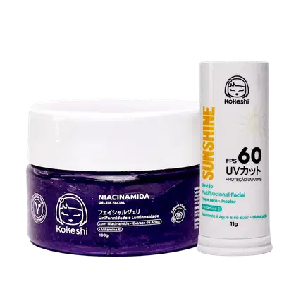 Imagem do produto Kit Bastão Facial Sunshine FPS60 Geleia Niacinamida Kokeshi