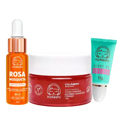 Imagem do produto Kit Geleia de colágeno olhos de gueixa Rosa Mosqueta Kokeshi