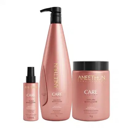 Imagem do produto Kit Aneethun Care System Revitalizante - Shampoo 1L e Máscara 1L e Fluído 120ml