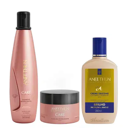 Imagem do produto Kit Aneethun Care System Revitalizante - Shampoo 300ml e Máscara 250g e Creme de Silicone  250ml