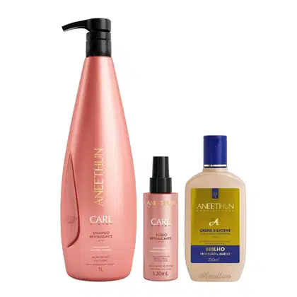 Imagem do produto Kit Aneethun Care System Revitalizante - Shampoo 1L e Fluído 120ml e Creme Silicone 250ml