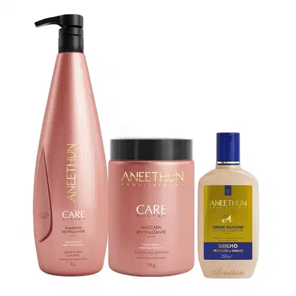 Imagem do produto Kit Aneethun Care System Revitalizante - Shampoo 1L e Máscara 1L e Creme de Silicone 250ml