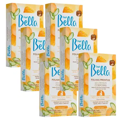 Imagem do produto Folhas Prontas Depilação Corporal 96 unidades Depil Bella Mel Aloe Vera