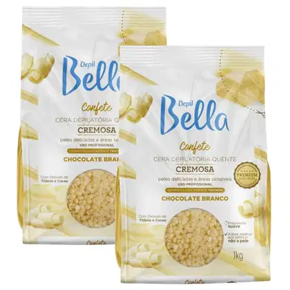 Imagem do produto Kit Cera Depil Bella Confete Chocolate Branco Com 2 Unidades de 1kg