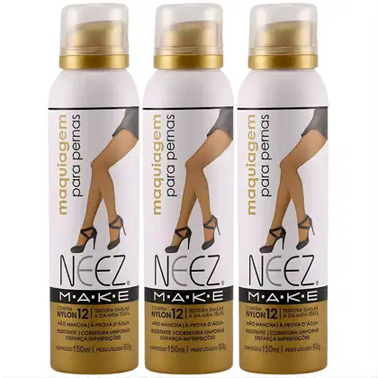 Imagem do produto Kit 3 Maquiagem Para Pernas Spray Neez Profissional Esconde Estrias Celulites Morena Clara 150ml