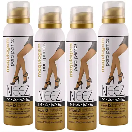 Imagem do produto Kit 4 Maquiagem Para Pernas Spray Neez Profissional Esconde Estrias Celulites Morena Clara 150ml