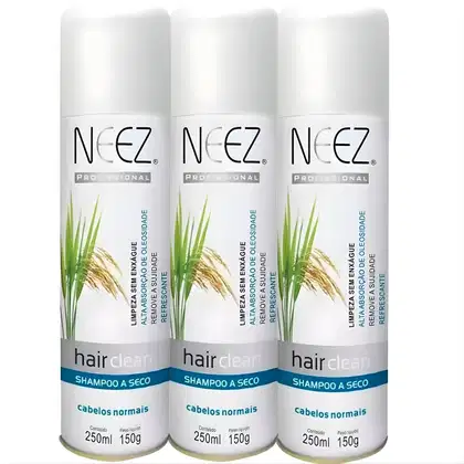 Imagem do produto Kit 3 Shampoo A Seco Para Cabelos Normais Neez Profissional Maciez Limpeza Revitalizante 250ml