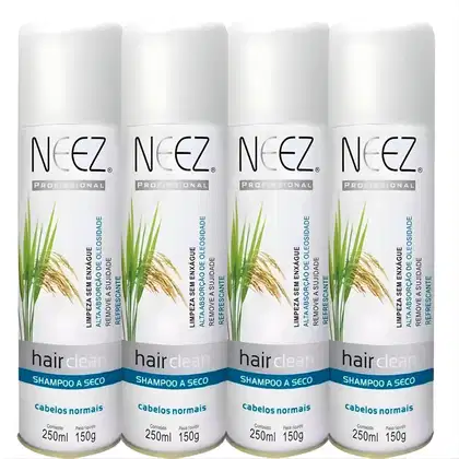 Imagem do produto Kit 4 Shampoo A Seco Para Cabelos Normais Neez Profissional Maciez Limpeza Revitalizante 250ml