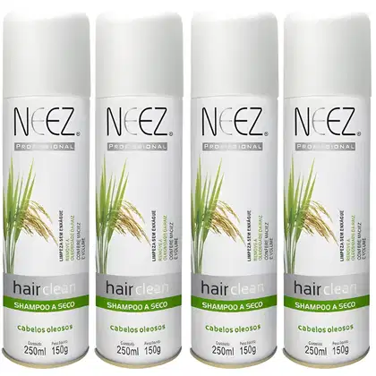 Imagem do produto Kit 4 Shampoo A Seco Para Cabelos Oleosos Neez Profissional Maciez Limpeza Revitalizante 250ml