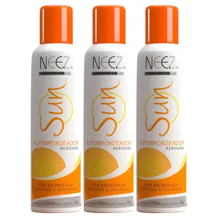 Imagem do produto Kit 3 Spray Autobronzeador Profissional Neez Sun Resultado Imediato Natural Bronze Sem Sol 150ml