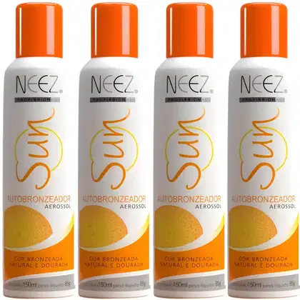 Imagem do produto Kit 4 Spray Autobronzeador Profissional Neez Sun Resultado Imediato Natural Bronze Sem Sol 150ml