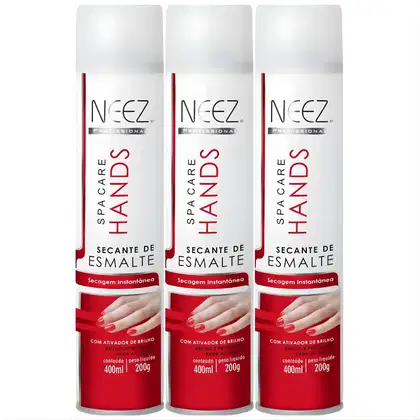 Imagem do produto Kit 3 Secante De Esmalte Profissional Instantâneo Proteção Ativador Brilho Unhas Spray Neez 400ml