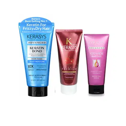 Imagem do produto Kerasys Kit Máscaras (Silk Moisture 300ml + Oriental 200ml + Damage Clinic 200ml)