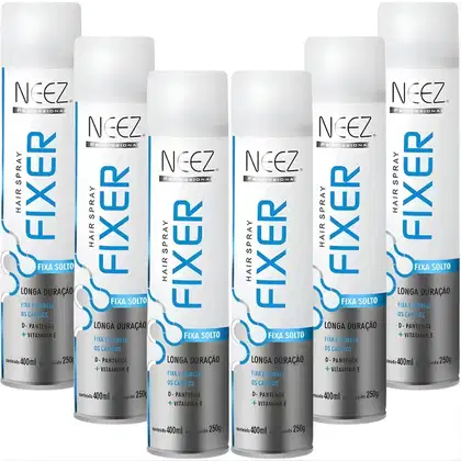 Imagem do produto Kit 6 Spray Fixador De Cabelo Profissional Neez Laque Capilar Fixa Solto Longa Duração 400ml