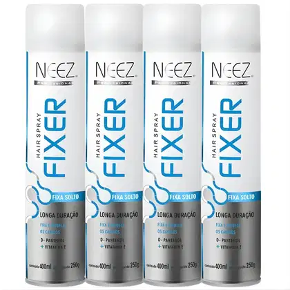Imagem do produto Kit 4 Spray Fixador De Cabelo Profissional Neez Laque Capilar Fixa Solto Longa Duração 400ml
