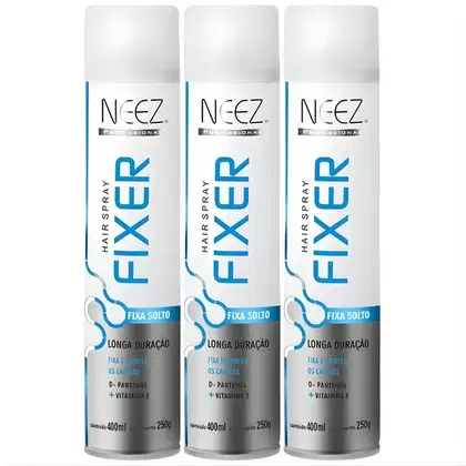 Imagem do produto Kit 3 Spray Fixador De Cabelo Profissional Neez Laque Capilar Fixa Solto Longa Duração 400ml