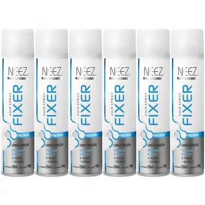 Imagem do produto Kit 6 Spray Fixador De Cabelo Profissional Neez Laque Capilar Fixa Solto Longa Duração 250ml