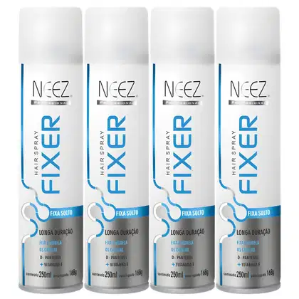 Imagem do produto Kit 4 Spray Fixador De Cabelo Profissional Neez Laque Capilar Fixa Solto Longa Duração 250ml