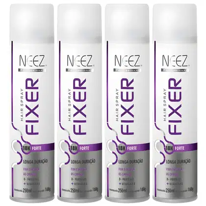 Imagem do produto Kit 4 Spray Fixador De Cabelo Profissional Neez Laque Capilar Fixação Forte 18 Horas 250ml