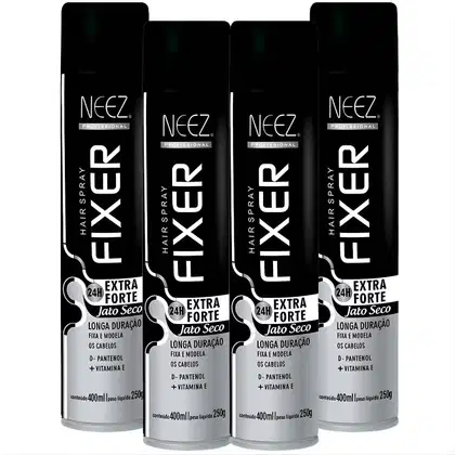 Imagem do produto Kit 4 Spray Fixador De Cabelo Profissional Neez Laque Capilar Fixação Extra Forte 24 Horas 400ml