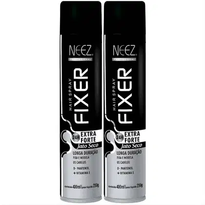 Imagem do produto Kit 2 Spray Fixador De Cabelo Profissional Neez Laque Capilar Fixação Extra Forte 24 Horas 400ml