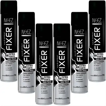 Imagem do produto Kit 6 Spray Fixador De Cabelo Profissional Neez Laque Capilar Fixação Extra Forte 24 Horas 400ml