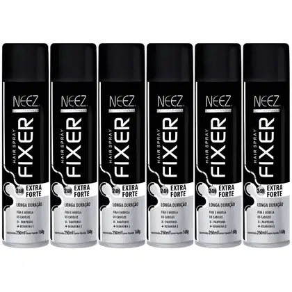 Imagem do produto Kit 6 Spray Fixador De Cabelo Profissional Neez Laque Capilar Fixação Extra Forte 24 Horas 250ml