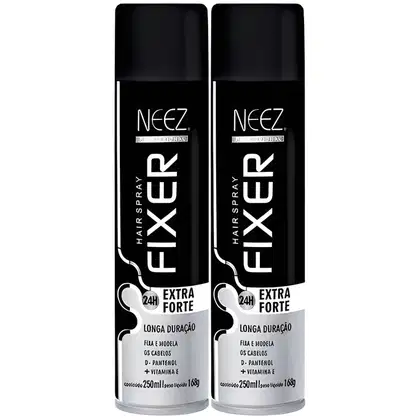 Imagem do produto Kit 2 Spray Fixador De Cabelo Profissional Neez Laque Capilar Fixação Extra Forte 24 Horas 250ml