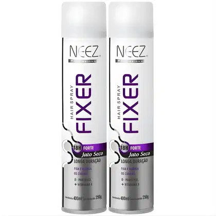 Imagem do produto Kit 2 Spray Fixador De Cabelo Profissional Neez Laque Fixação Forte Jato Seco 18 Horas 400ml