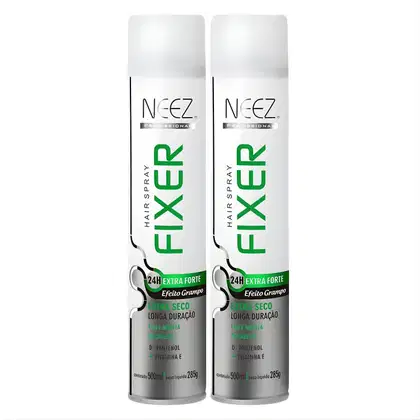 Imagem do produto Kit 2 Spray Fixador De Cabelo Profissional Neez Laque Extra Forte Efeito Grampo 24 Horas 400ml